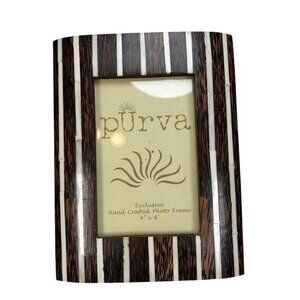 Purva Hand Crafted Photo Picture Frame Teak Bone 4x6 Coastal